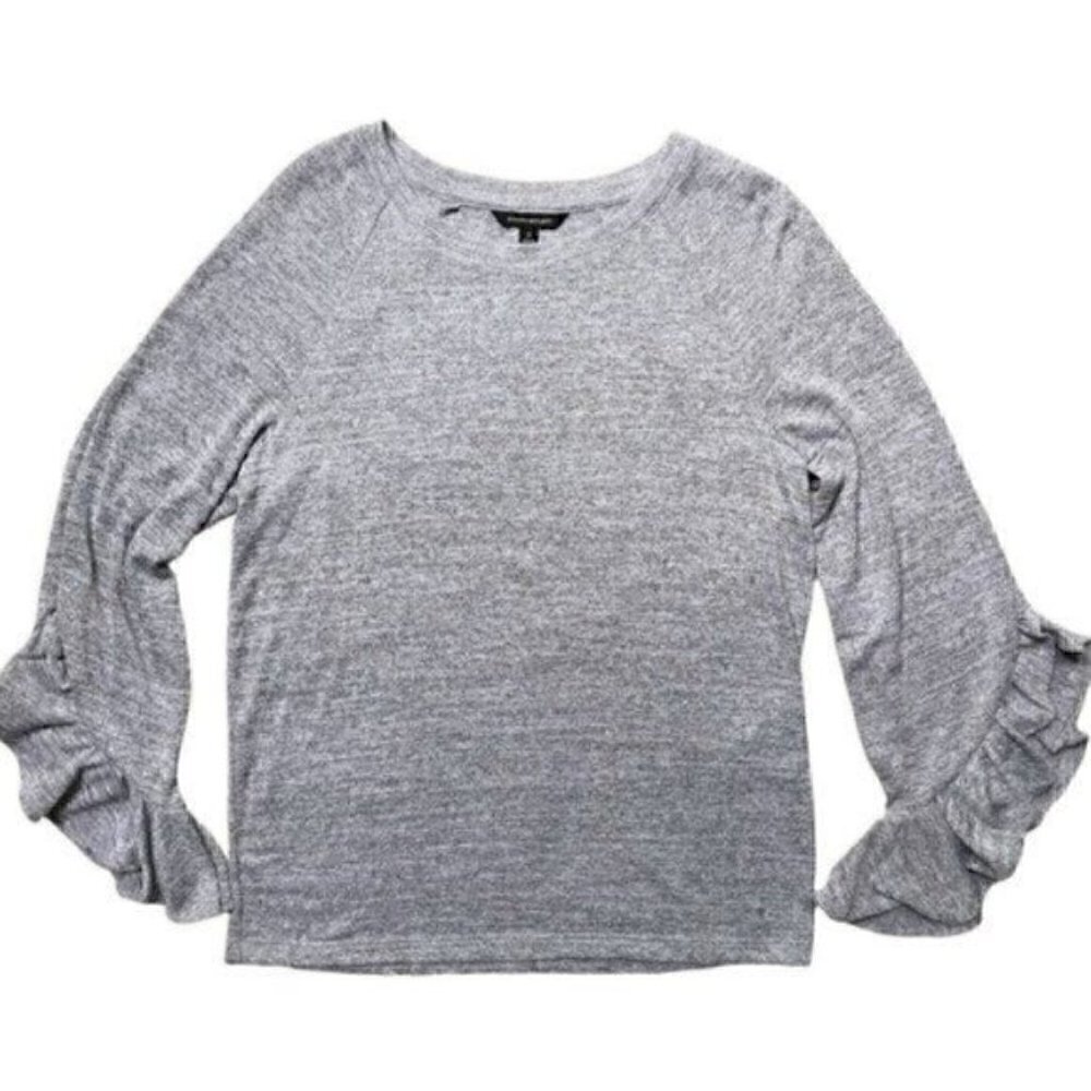 Banana Republic 3/4 Flutter Flared Sleeve Light Heather Gray Top Women’s S
